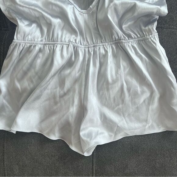 Salua Stardust Silver-Grey & Black Silk Mini Romper Lingerie - Picture 12 of 14